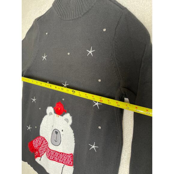 CJ Banks Women's Grandma Christmas Polar Bear & Cardigan Bird Novelty Sweater X - Picture 9 of 9